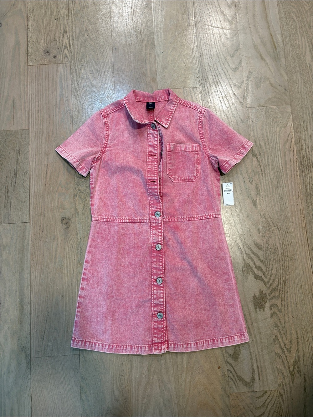 GAP Pink Washed Denim Button-Front Dress. NWT. Size M (8)